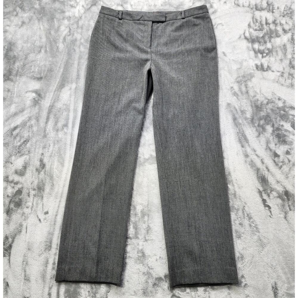 Charter Club Pants Women 12P PETITE Black White Slim It Up Mid Rise Straight Leg
